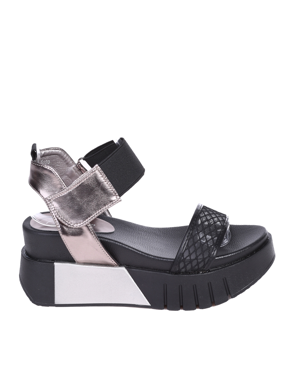 Ежедневни дамски сандали, на платформа, в черно 4H-26090 (25150) black