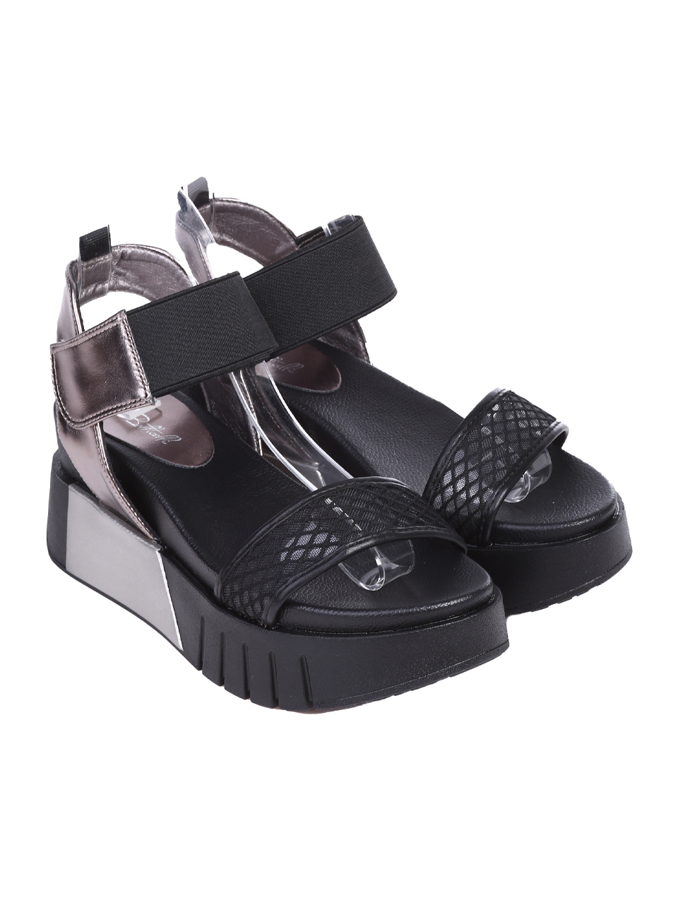 Ежедневни дамски сандали, на платформа, в черно 4H-26090 (25150) black