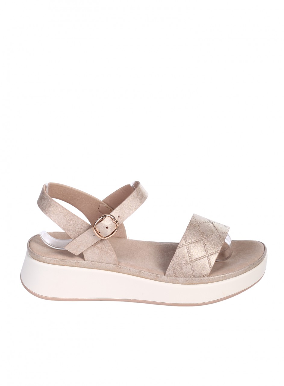 Ежедневни дамски сандали в бежов/златист цвят 4H-26091 (25165) beige