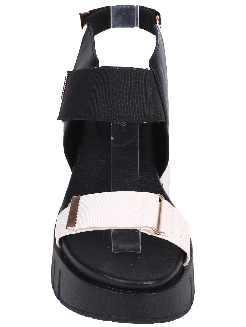 Ежедневни дамски сандали, на платформа, в бял/черен цвят 4H-26089 (25149) white