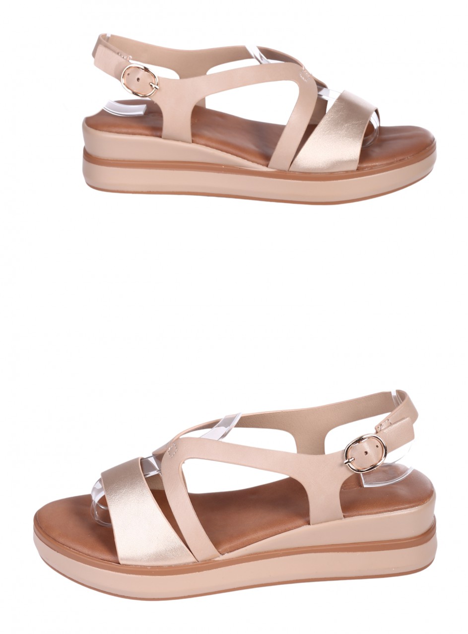 Ежедневни дамски сандали в бежов/златист цвят 4H-26099 beige