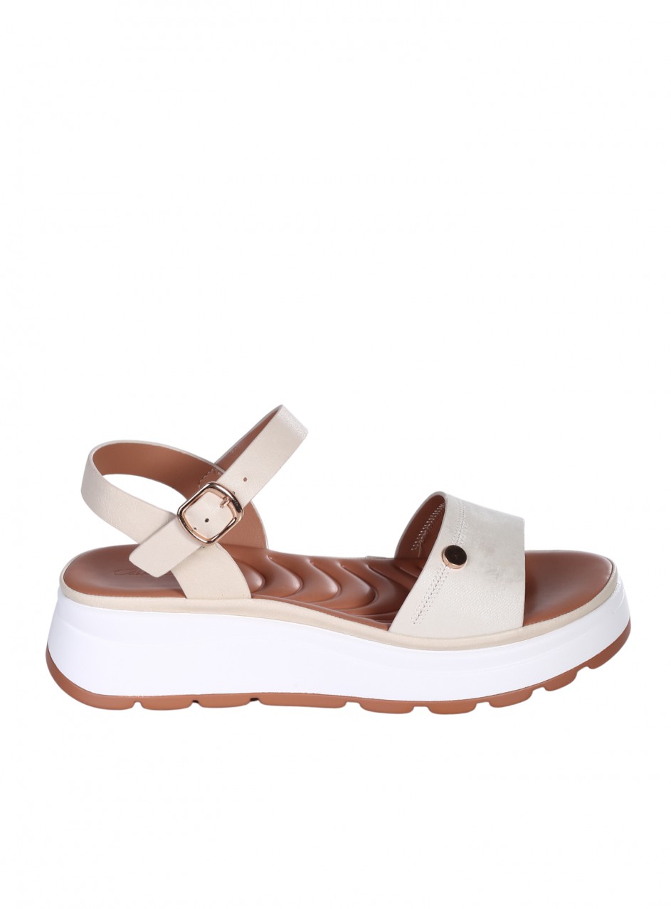 Ежедневни дамски сандали на платформа в бежов цвят 4H-26101 beige