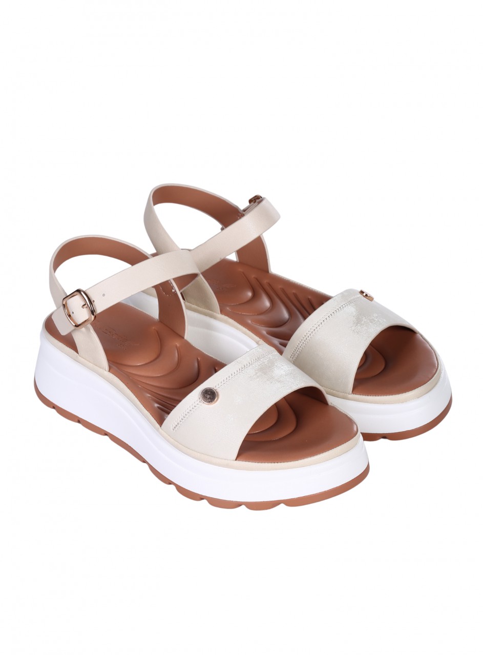 Ежедневни дамски сандали на платформа в бежов цвят 4H-26101 beige