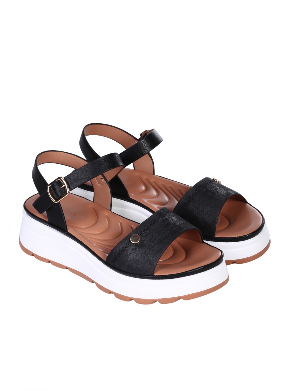 Ежедневни дамски сандали на платформа в черен цвят 4H-26101 black