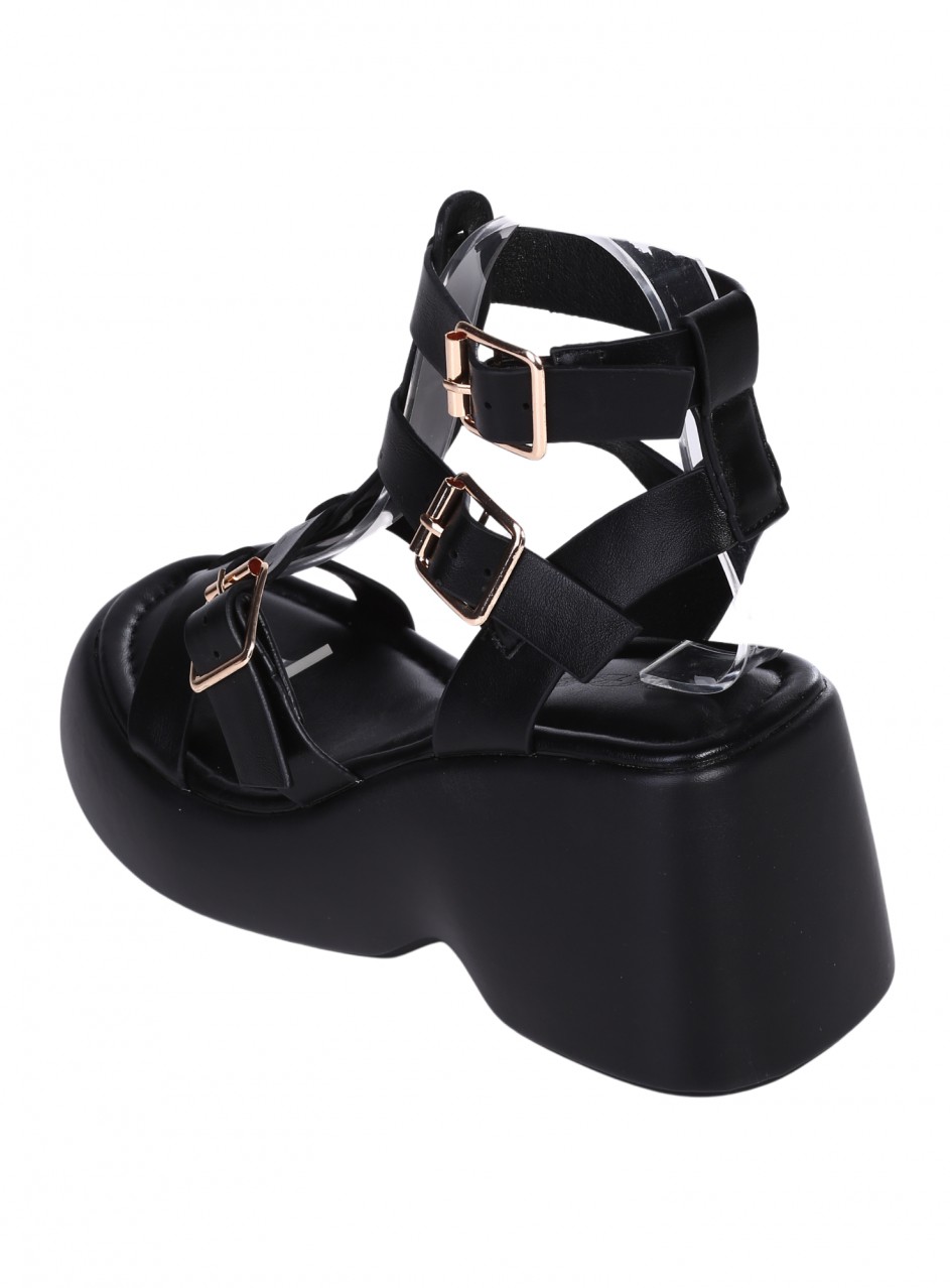 Ежедневни дамски сандали на платформа в черен цвят 4H-26103 black