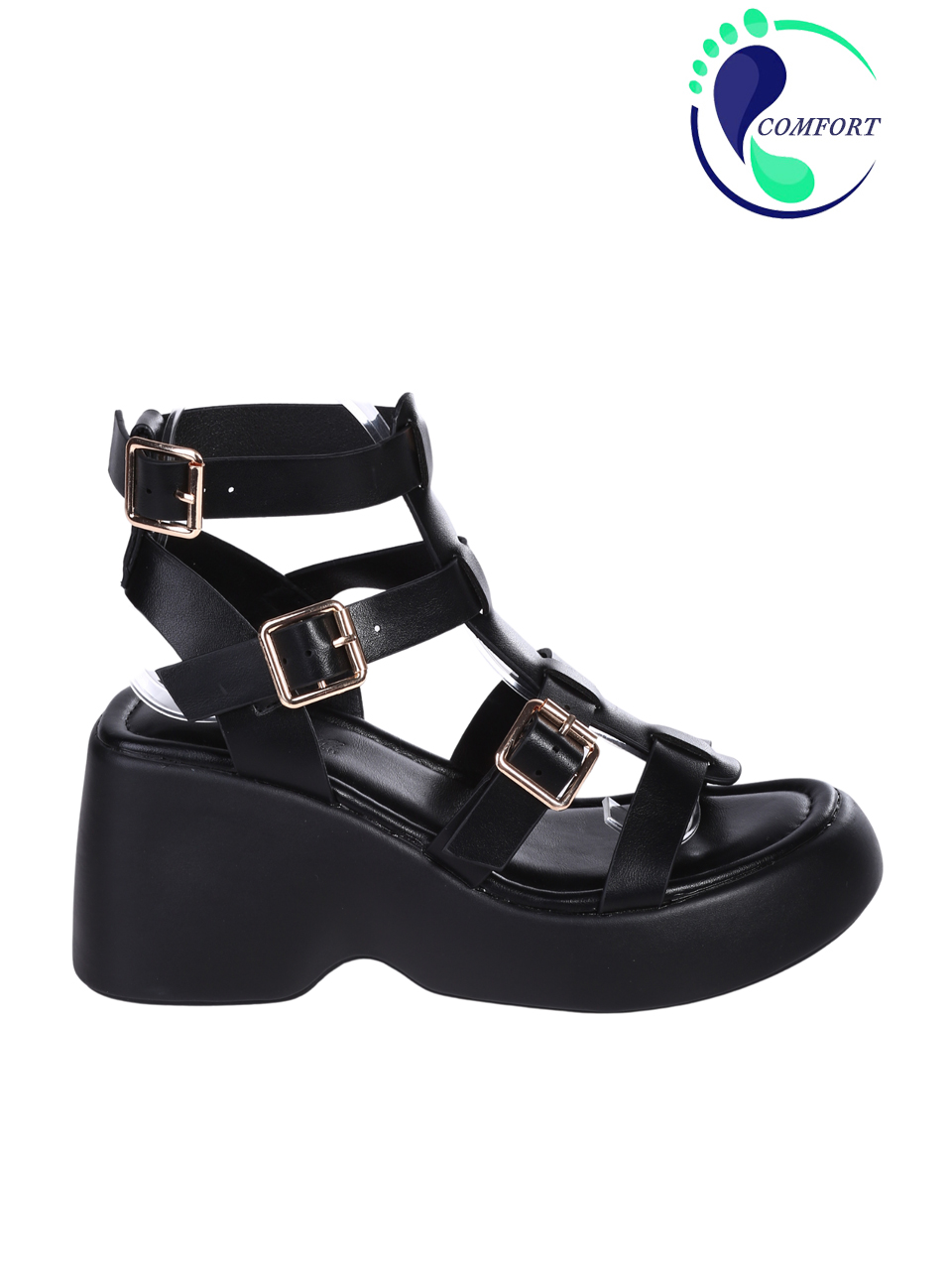 Ежедневни дамски сандали на платформа в черен цвят 4H-26103 black