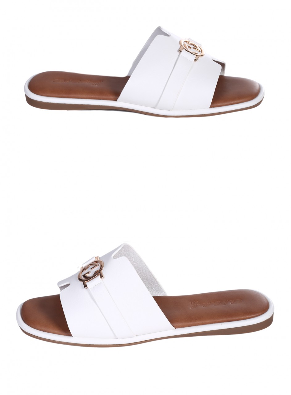 Ежедневни дамски чехли в бяло  5H-26098 white