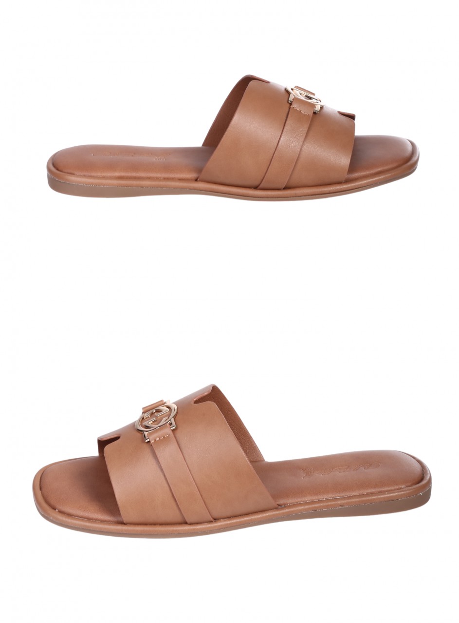 Ежедневни дамски чехли в камел 5H-26098 camel