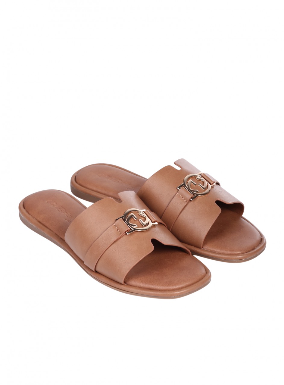 Ежедневни дамски чехли в камел 5H-26098 camel