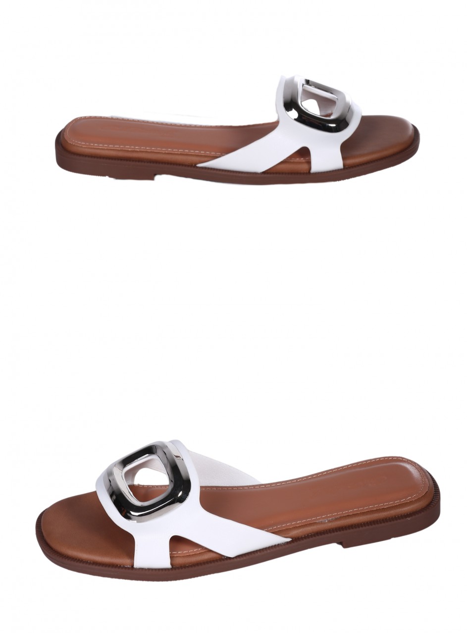 Ежедневни дамски чехли в бяло 5H-26105 white