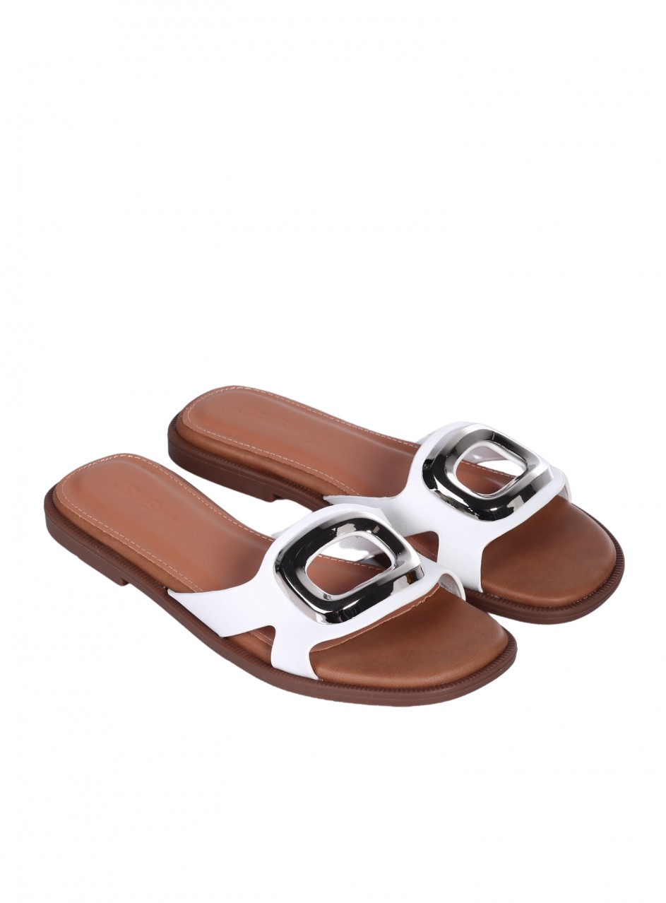 Ежедневни дамски чехли в бяло 5H-26105 white