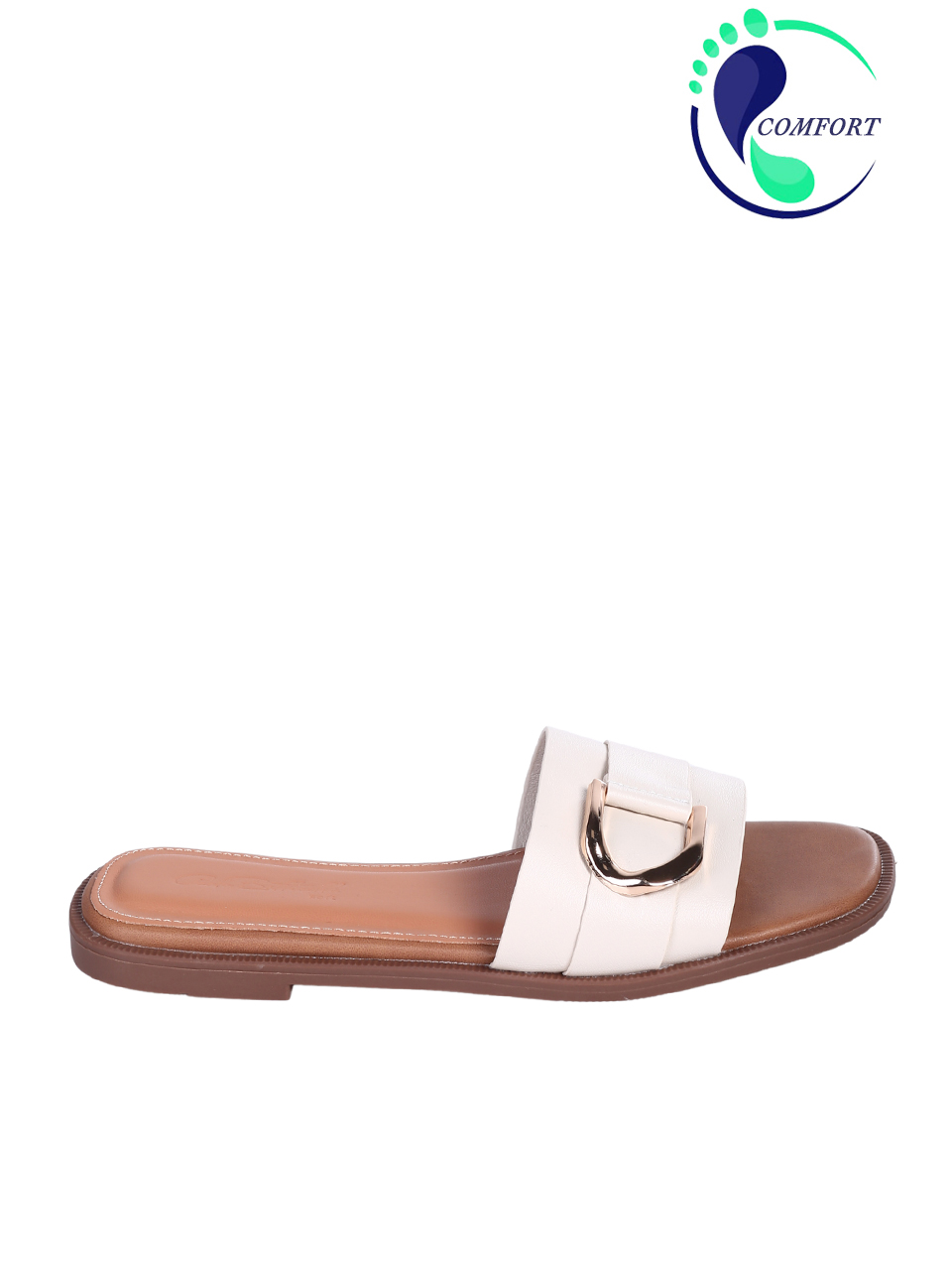 Ежедневни дамски чехли в бежово 5H-26107 beige