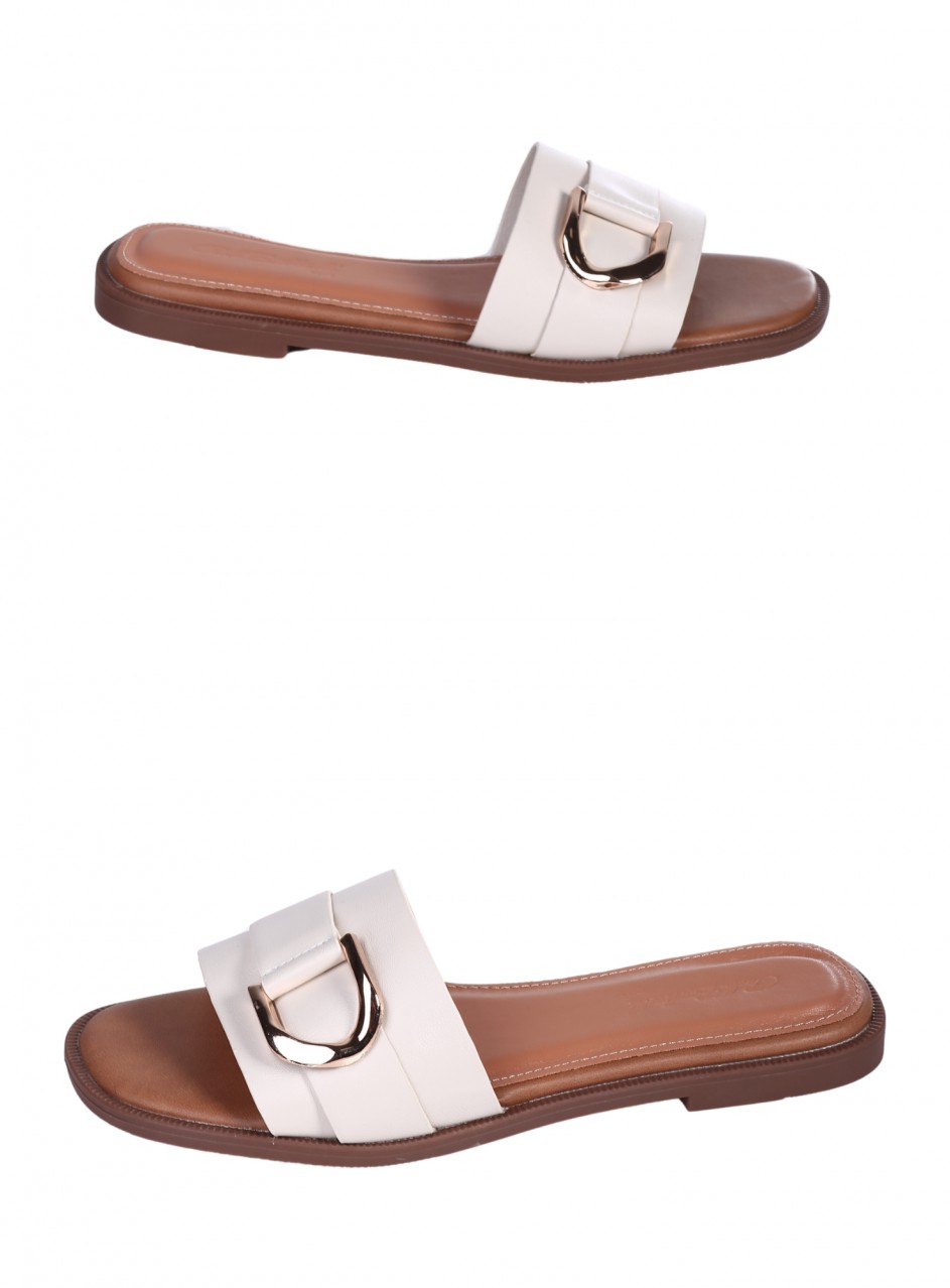 Ежедневни дамски чехли в бежово 5H-26107 beige