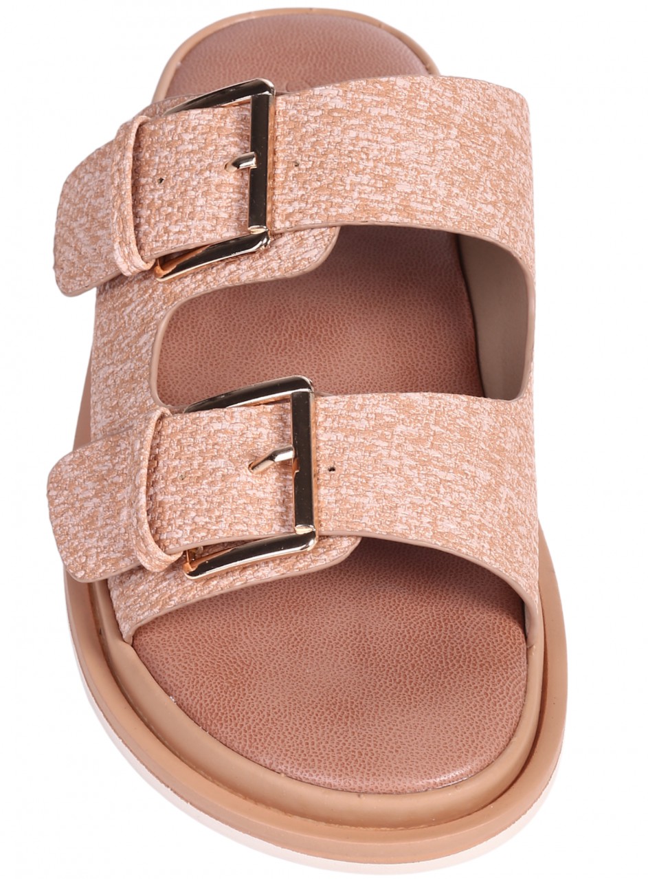 Ежедневни дамски чехли в бежово 5H-26109 beige