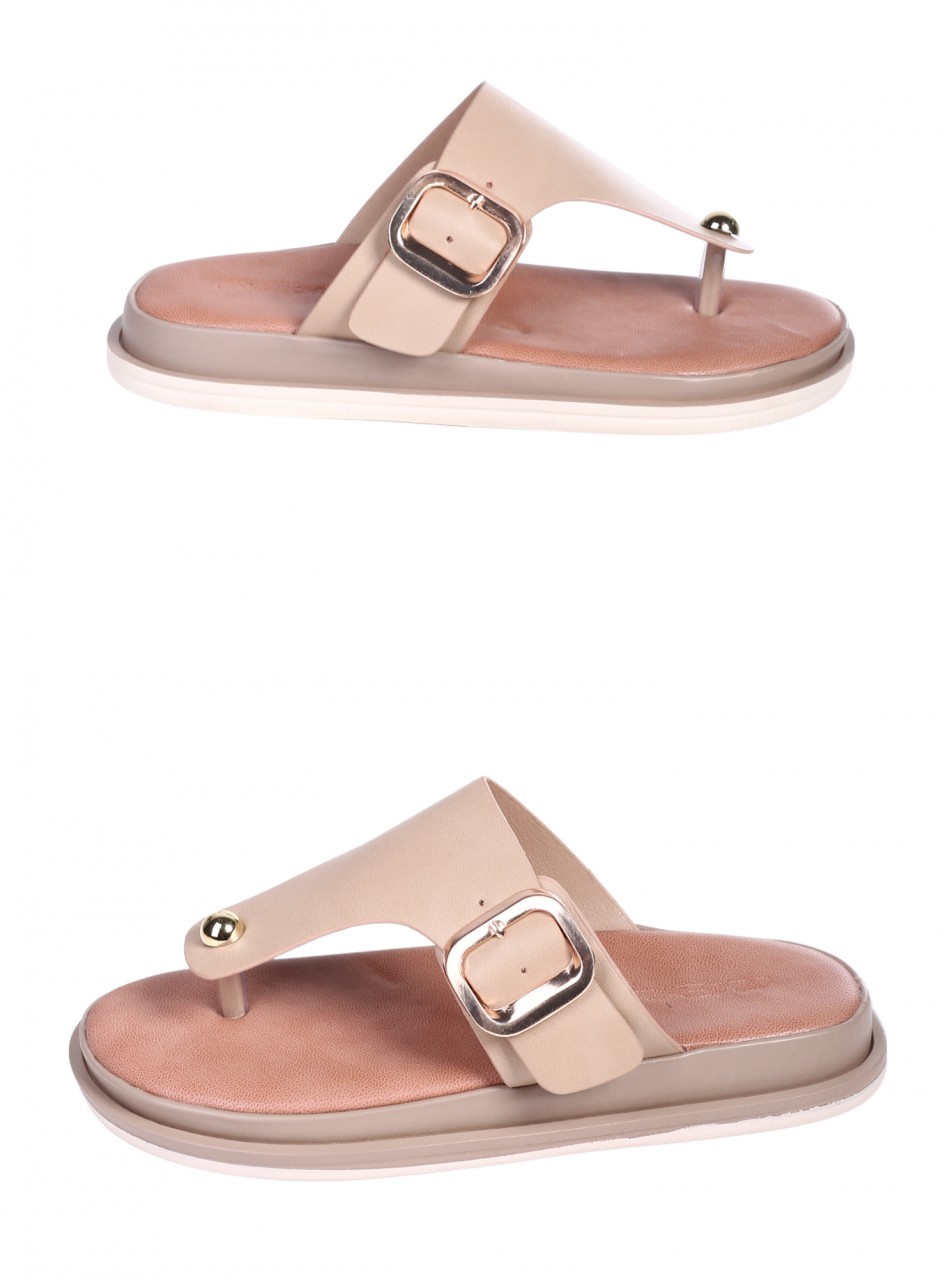 Ежедневни дамски чехли в бежово 5H-26110 beige