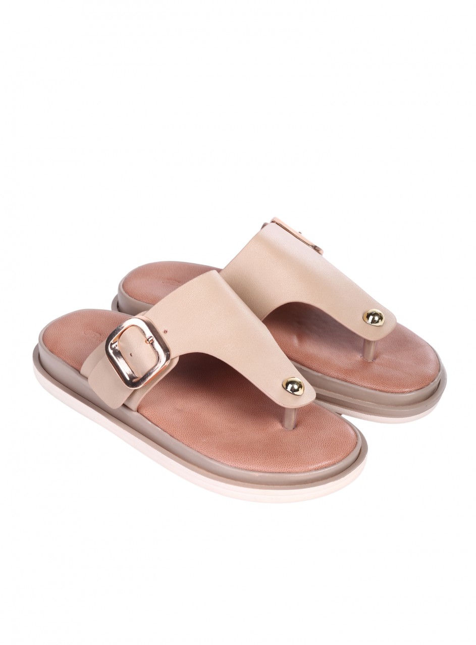 Ежедневни дамски чехли в бежово 5H-26110 beige