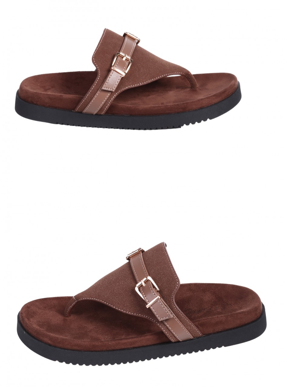 Ежедневни дамски чехли в кафяво 5H-26114 brown