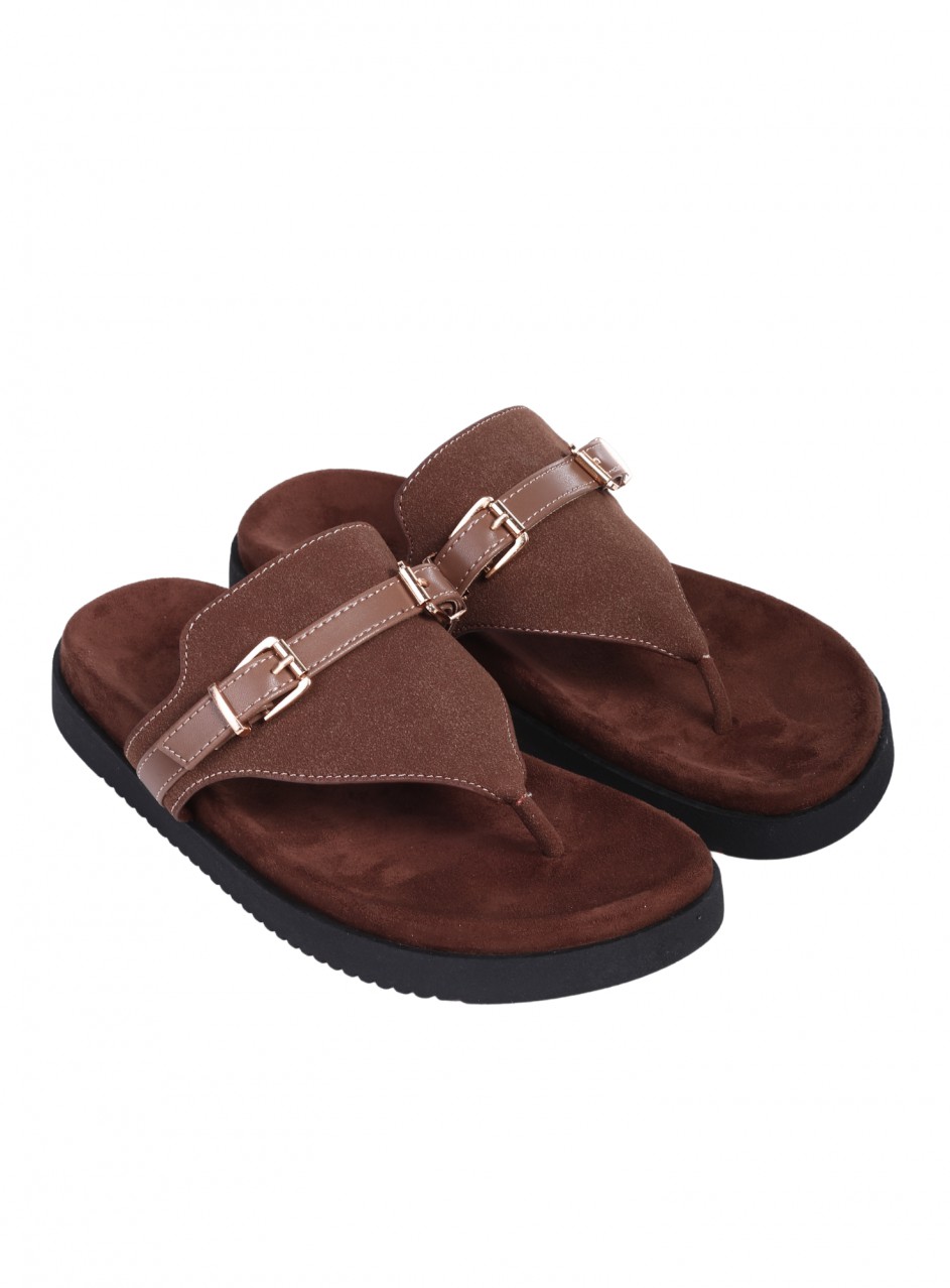 Ежедневни дамски чехли в кафяво 5H-26114 brown