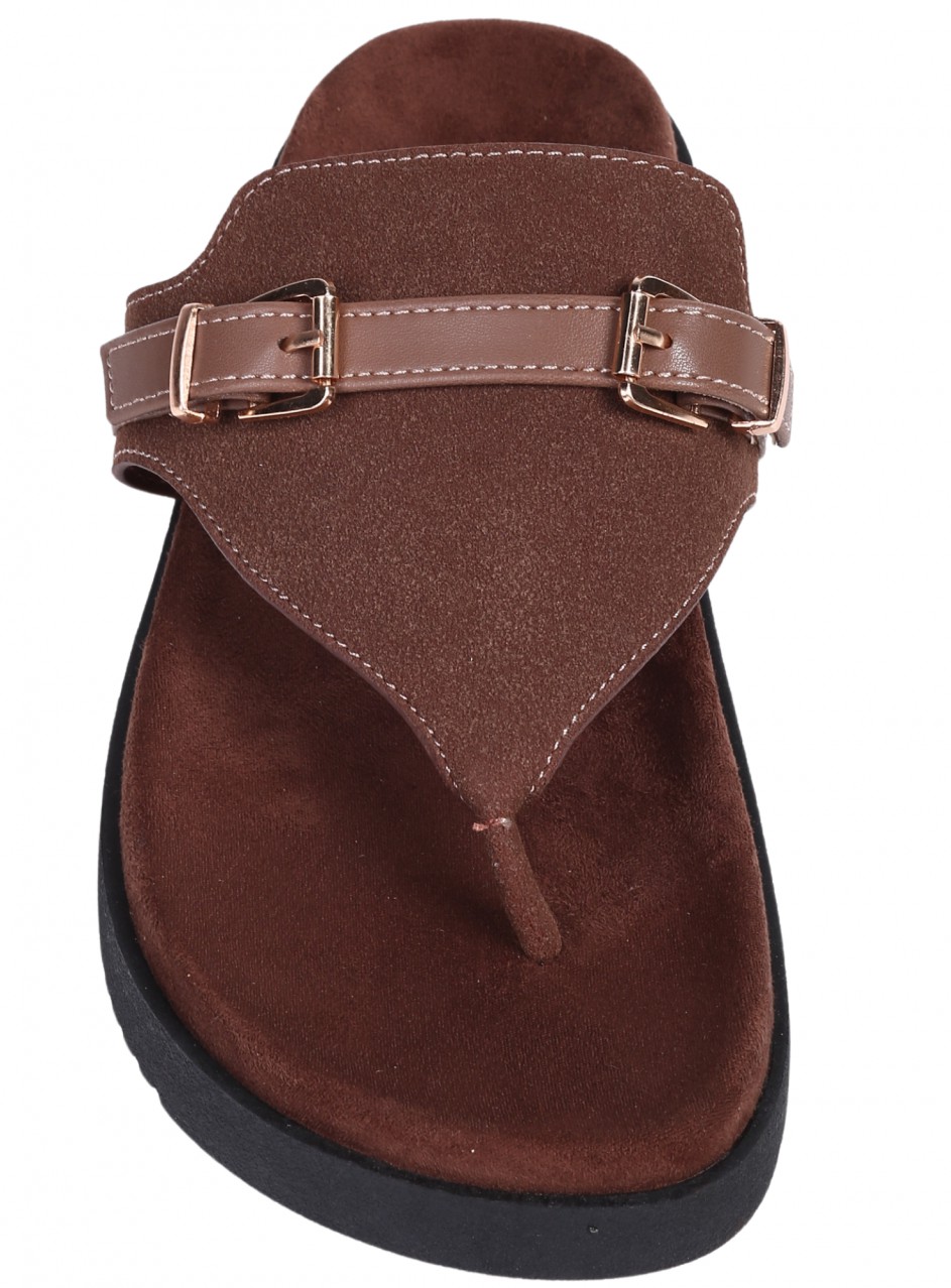 Ежедневни дамски чехли в кафяво 5H-26114 brown