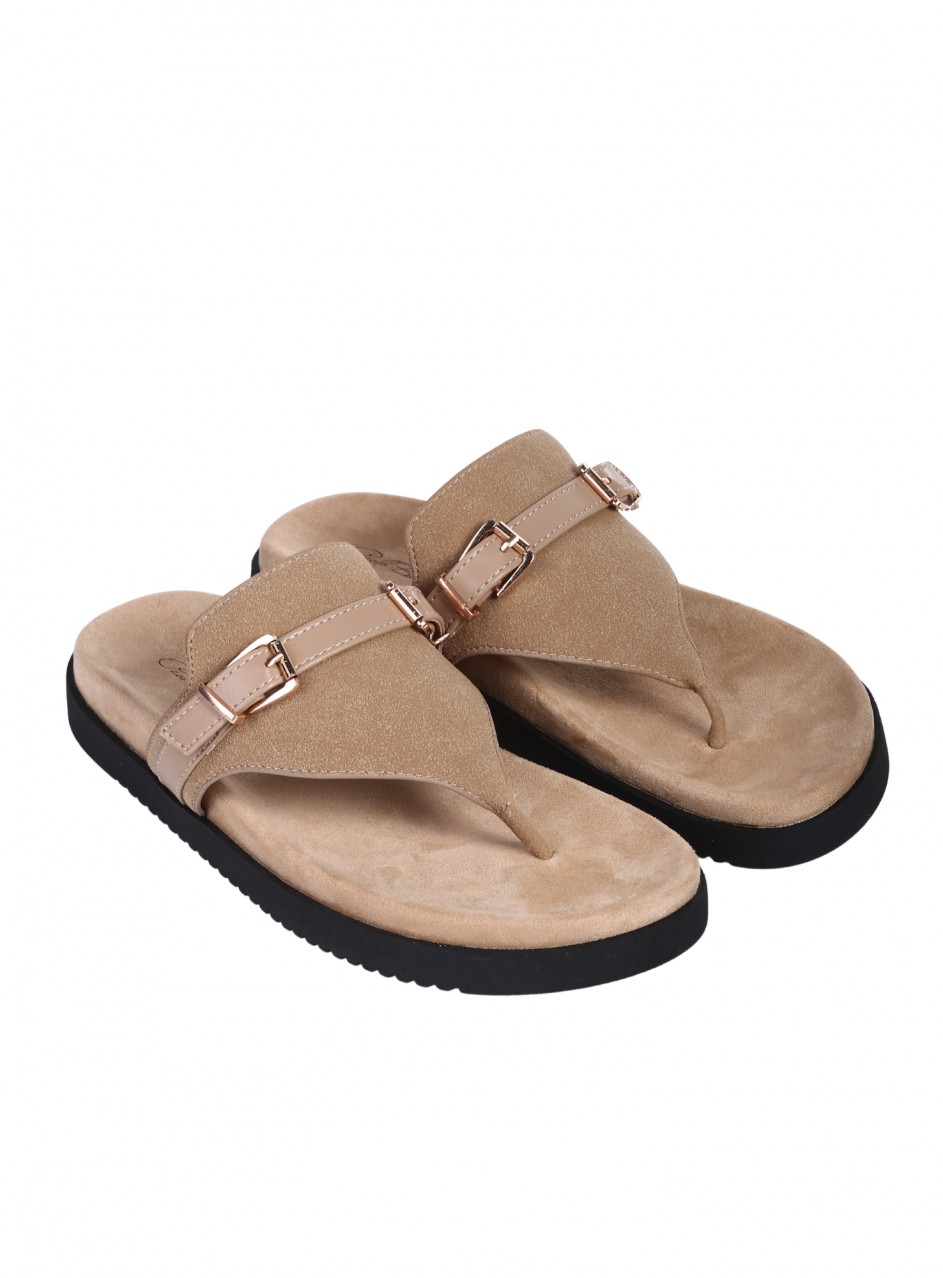 Ежедневни дамски чехли в бежово 5H-26114 khaki