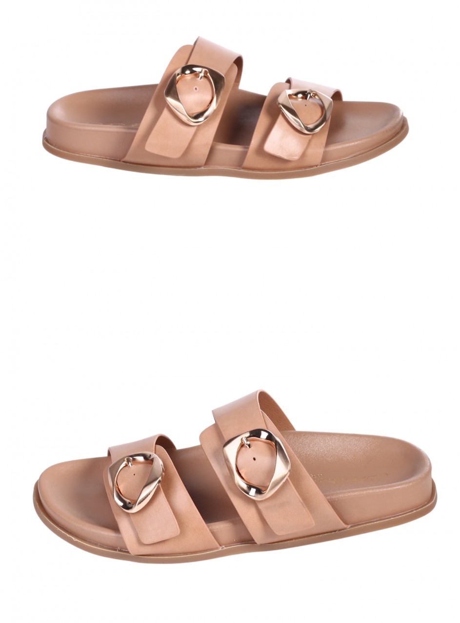 Ежедневни дамски чехли в бежово 5H-26115 beige