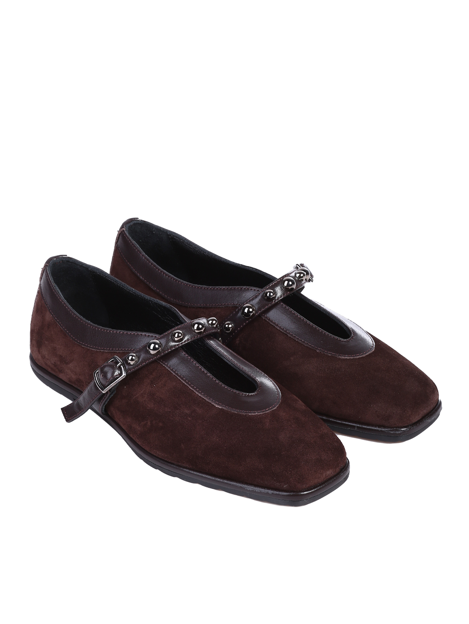 Ежедневни дамски обувки, от естествен велур в кафяво 3AT-26266 brown