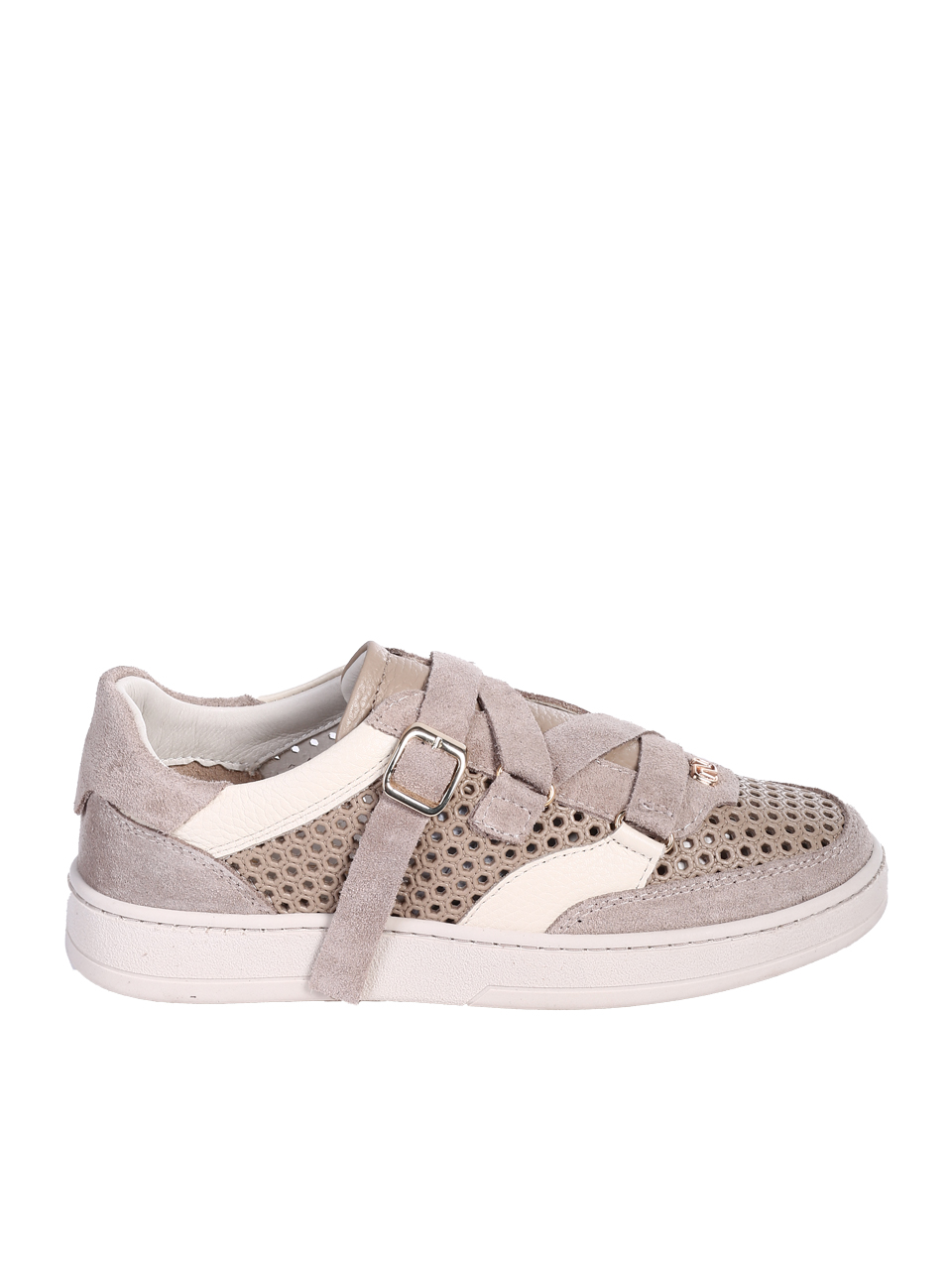 Ежедневни дамски обувки от естествен велур с перфорации 3AT-26271 beige