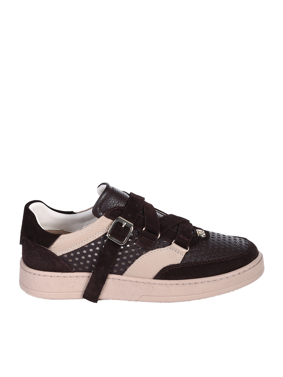 Ежедневни дамски обувки от естествен велур с перфорации 3AT-26271 brown