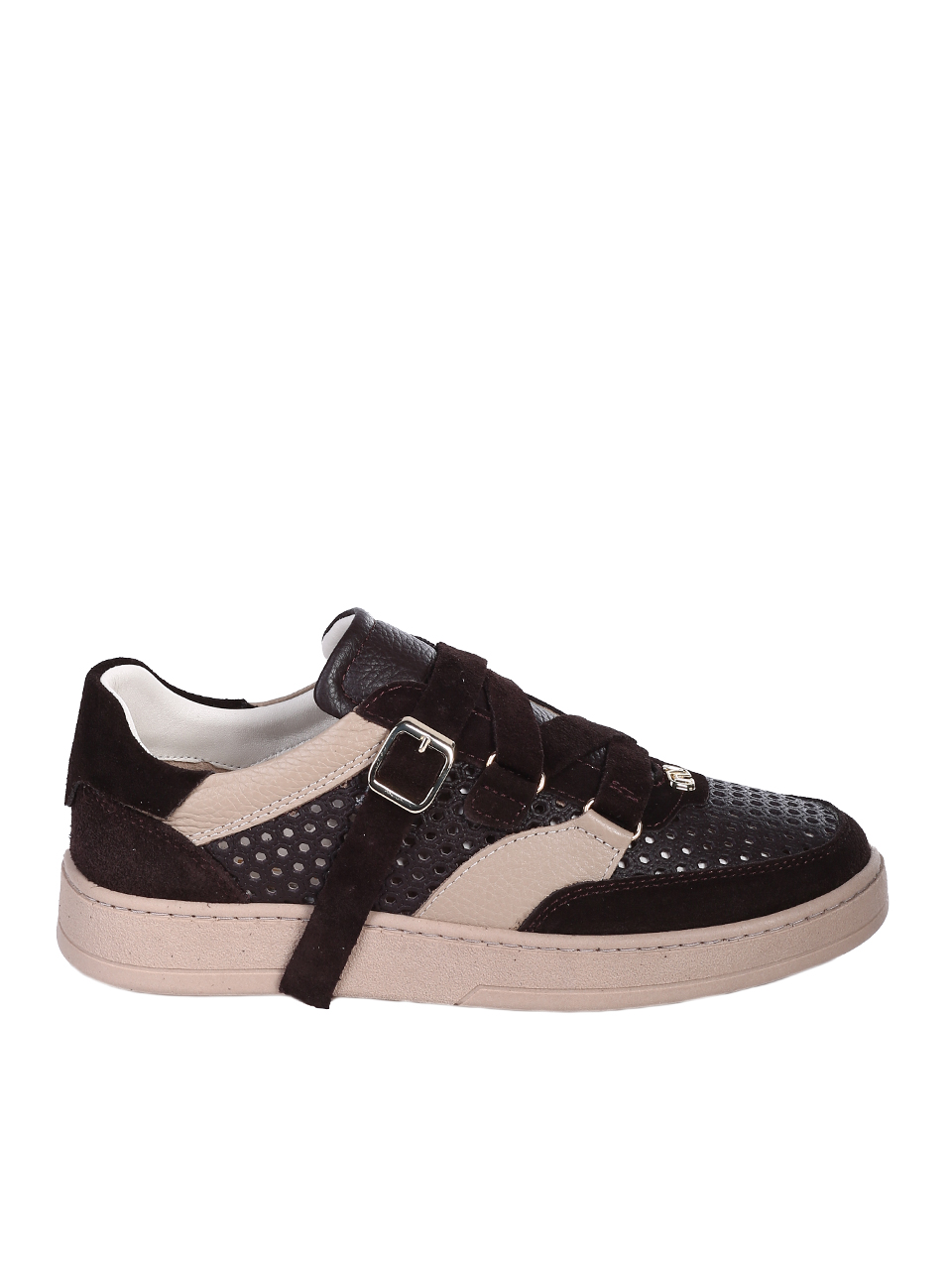 Ежедневни дамски обувки от естествен велур с перфорации 3AT-26271 brown