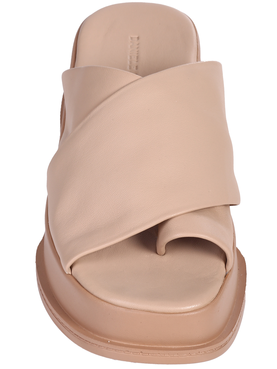 Ежедневни дамски чехли от естествена кожа в бежово 5AT-26268 beige