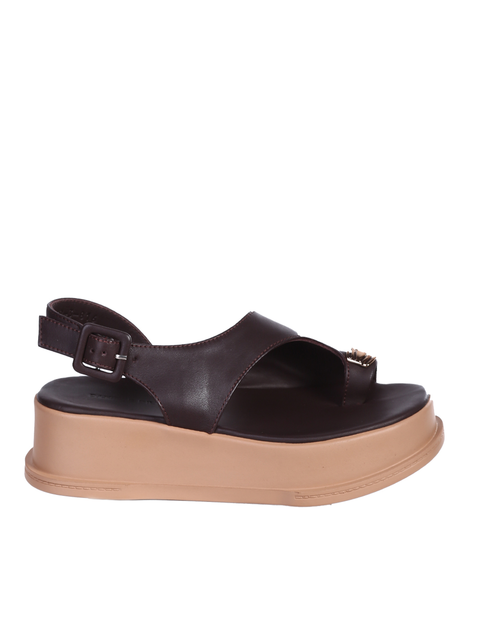 Ежедневни дамски сандали, на платформа, от естествена кожа в кафяво 4AT-26269 brown