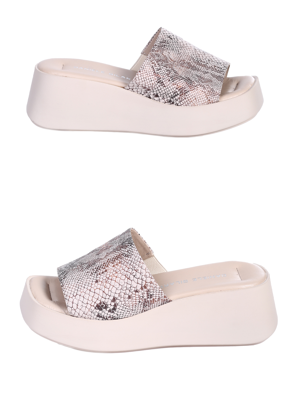 Ежедневни дамски чехли от естествен велур в бежово 5AT-26270 beige