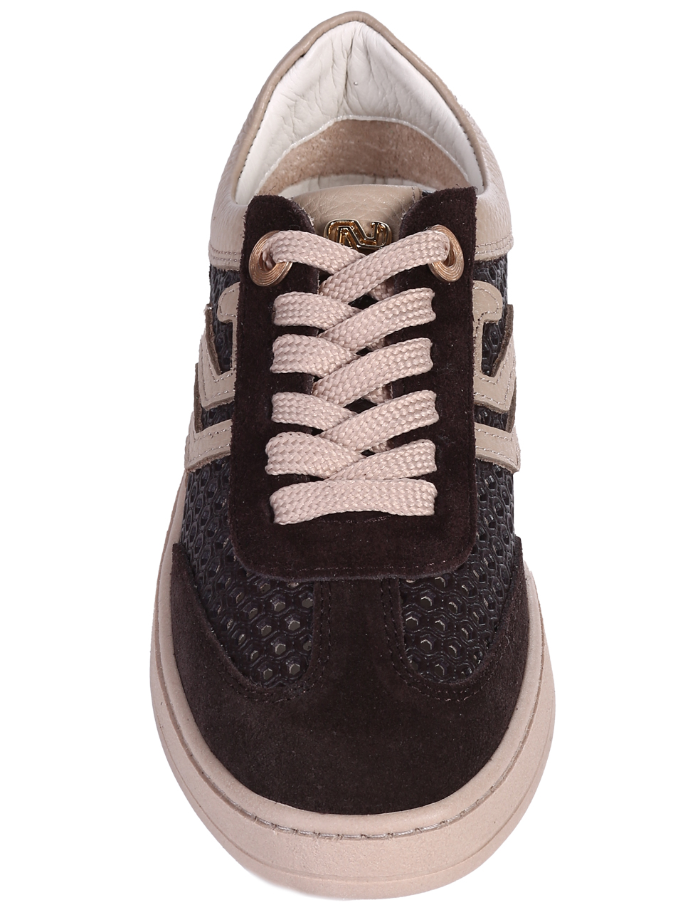 Ежедневни дамски обувки от естествен велур с перфорации 3AT-26272 brown