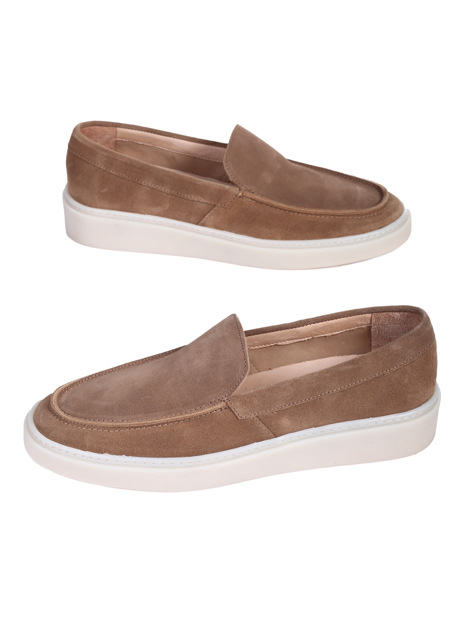 Ежедневни мъжки обувки от естествен велур в кафяво 7AT-26298(25353) rome