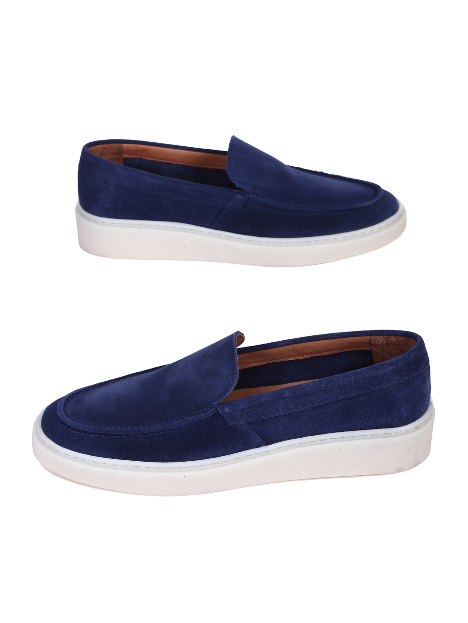 Ежедневни мъжки обувки от естествен велур в синьо 7AT-26298(25353) blue jeans