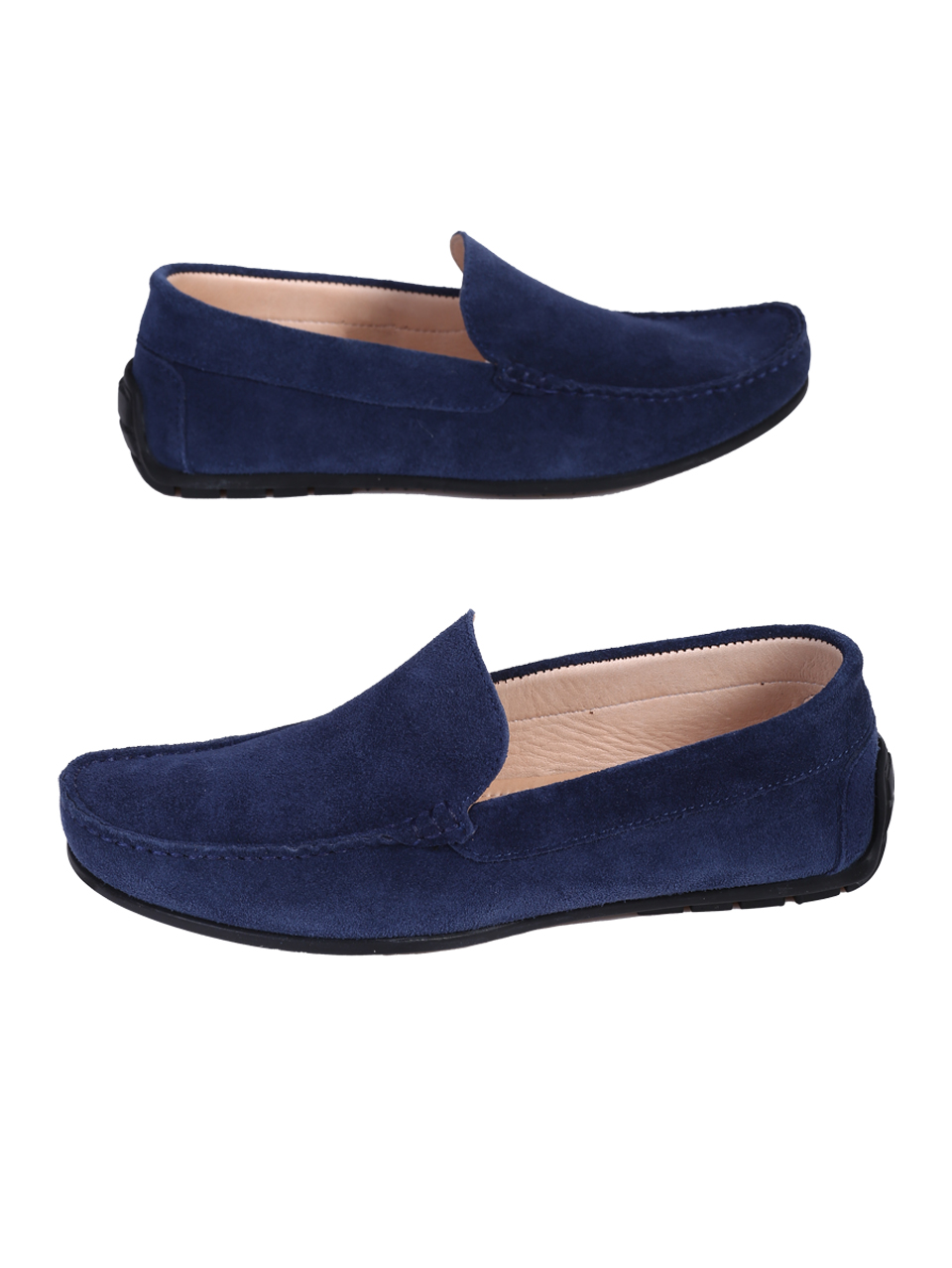 Ежедневни мъжки обувки от естествен велур в синьо 7AT-26299(25355) ocean