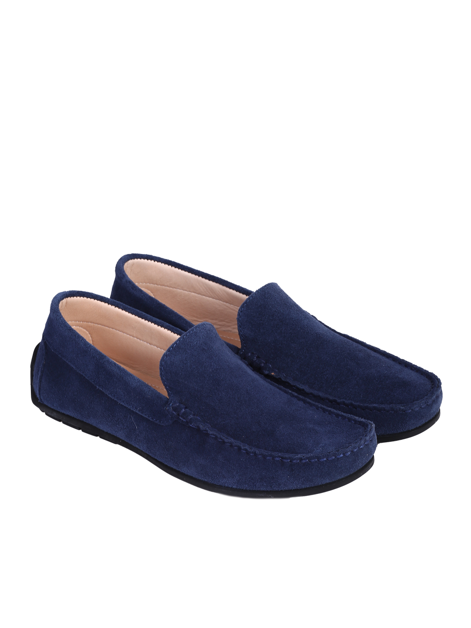 Ежедневни мъжки обувки от естествен велур в синьо 7AT-26299(25355) ocean