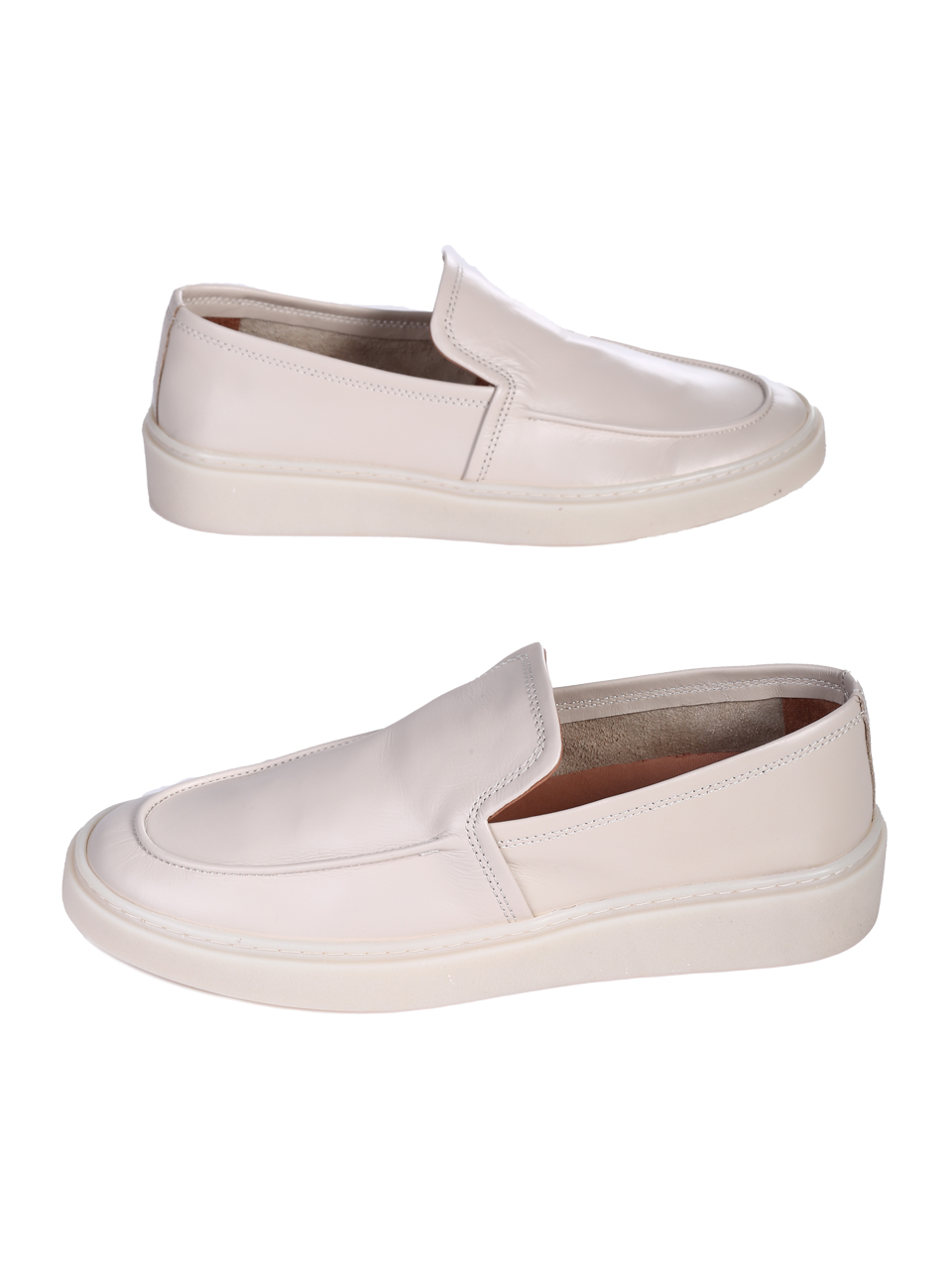 Ежедневни мъжки обувки от естествена кожа в бежово 7AT-26306 putty