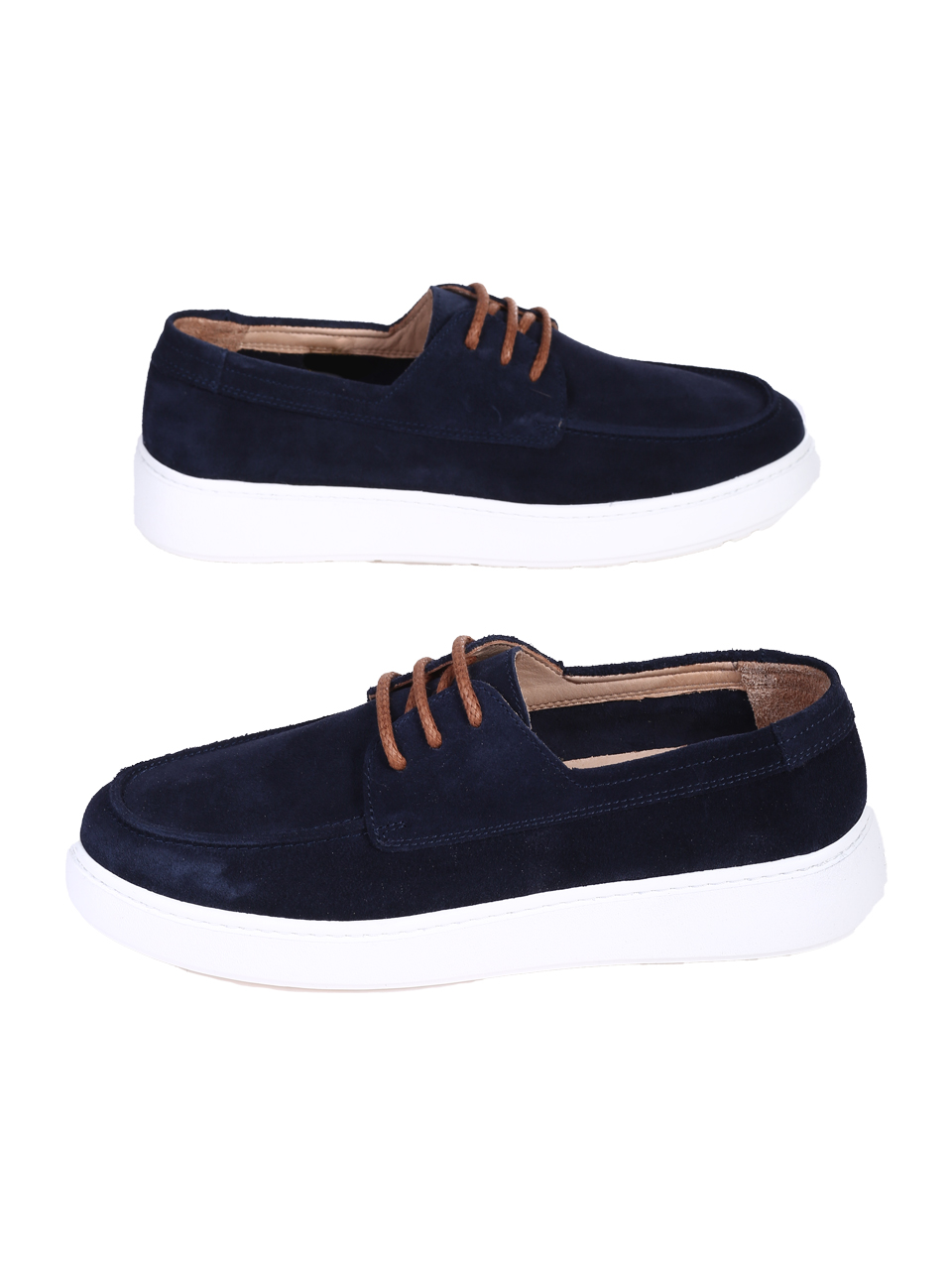 Ежедневни мъжки обувки от естествен велур в цвят нави 7AT-26300(25358) navy