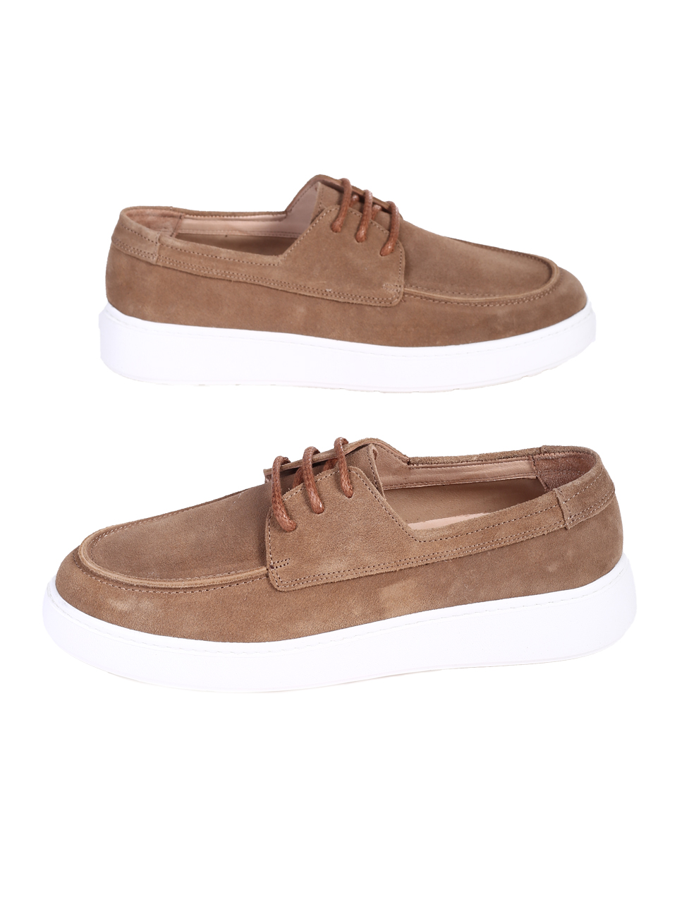 Ежедневни мъжки обувки от естествен велур в кафяво 7AT-26300(25358) rome