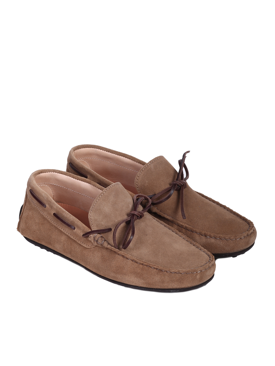 Ежедневни мъжки обувки от естествен велур в бежово 7AT-26301(25359) rome