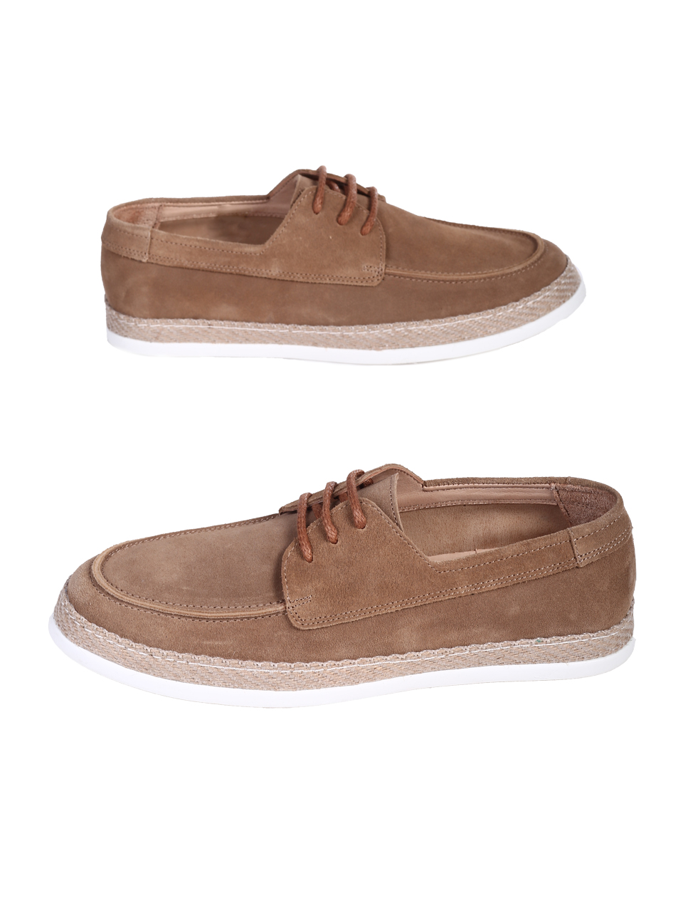 Ежедневни мъжки обувки от естествен велур в бежово 7AT-26302(25360) rome