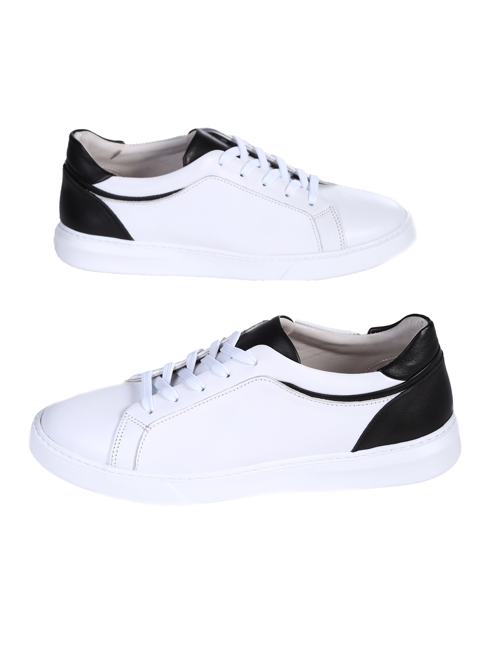 Ежедневни мъжки обувки от естествена кожа в бяло 7AT-26304 white