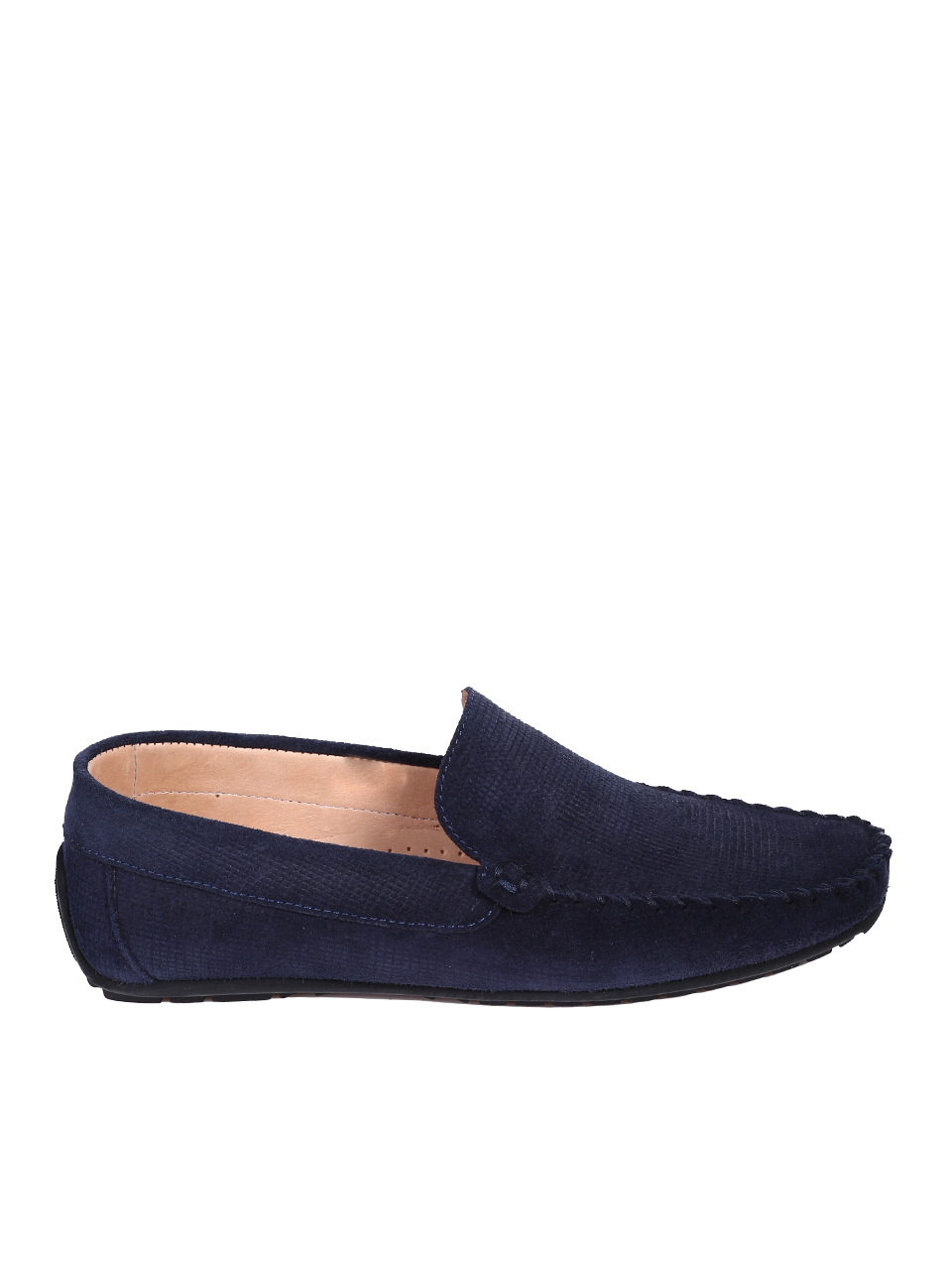 Ежедневни мъжки обувки от естествен набук в синьо 7AT-26305 navy