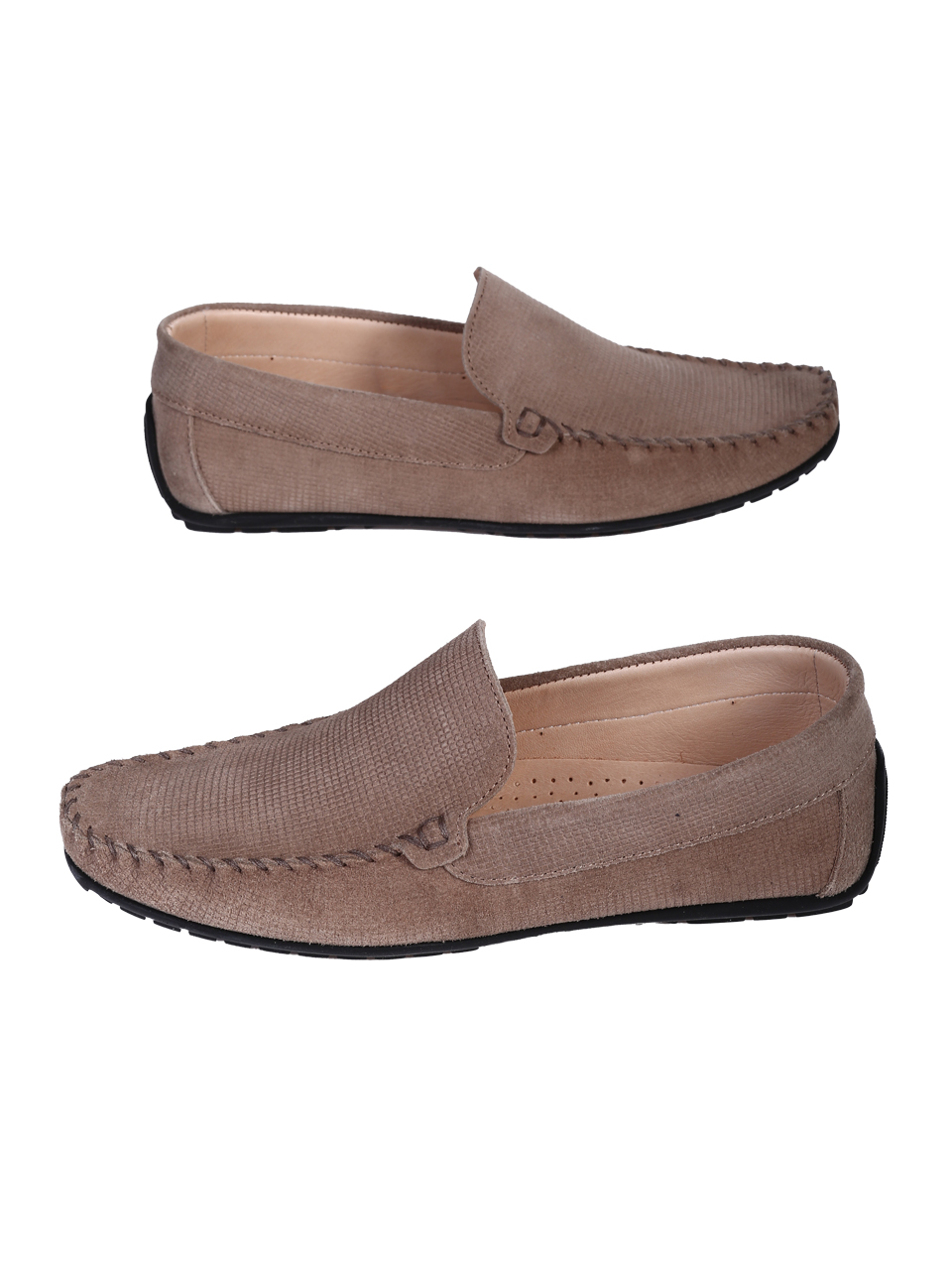 Ежедневни мъжки обувки от естествен набук в бежово 7AT-26305 sand