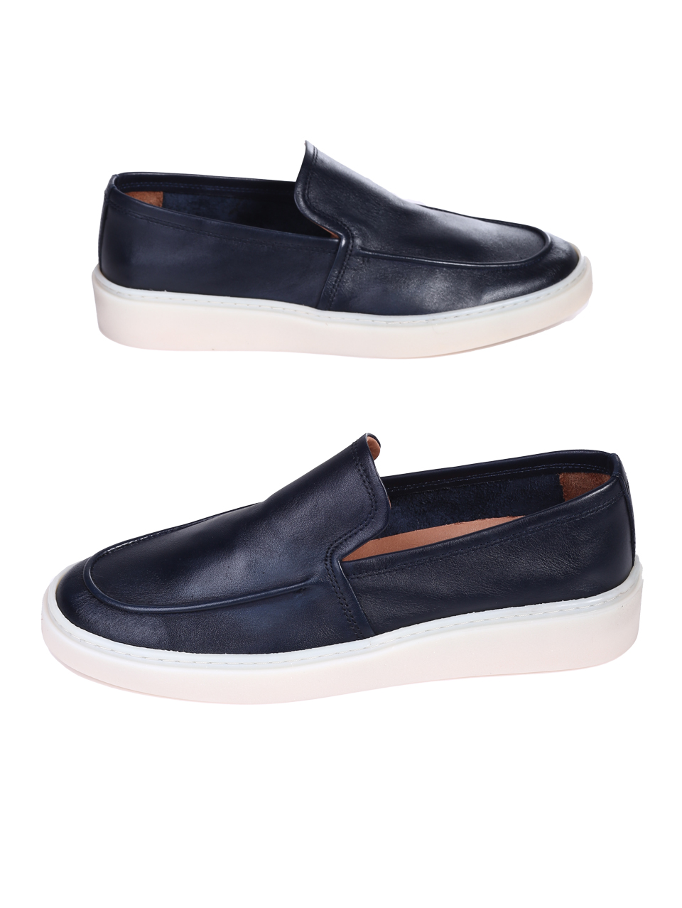 Ежедневни мъжки обувки от естествена кожа в синьо 7AT-26306 navy