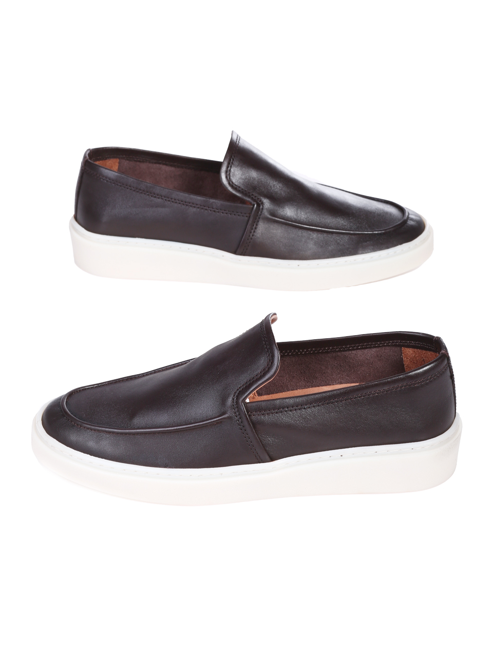 Ежедневни мъжки обувки от естествена кожа в кафяво 7AT-26306 brown