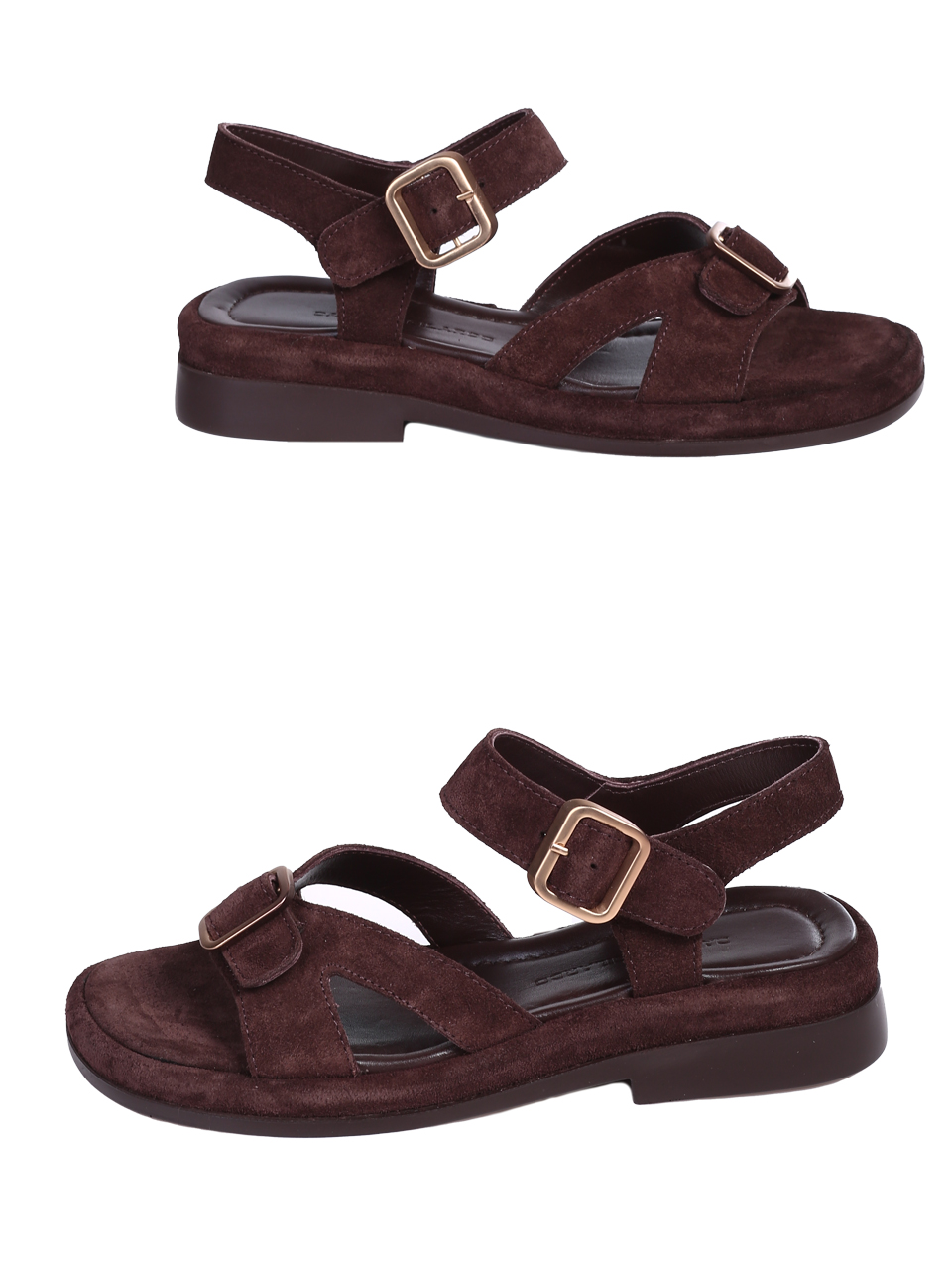 Ежедневни дамски сандали от естествен велур в кафяво 4AT-26229 brown