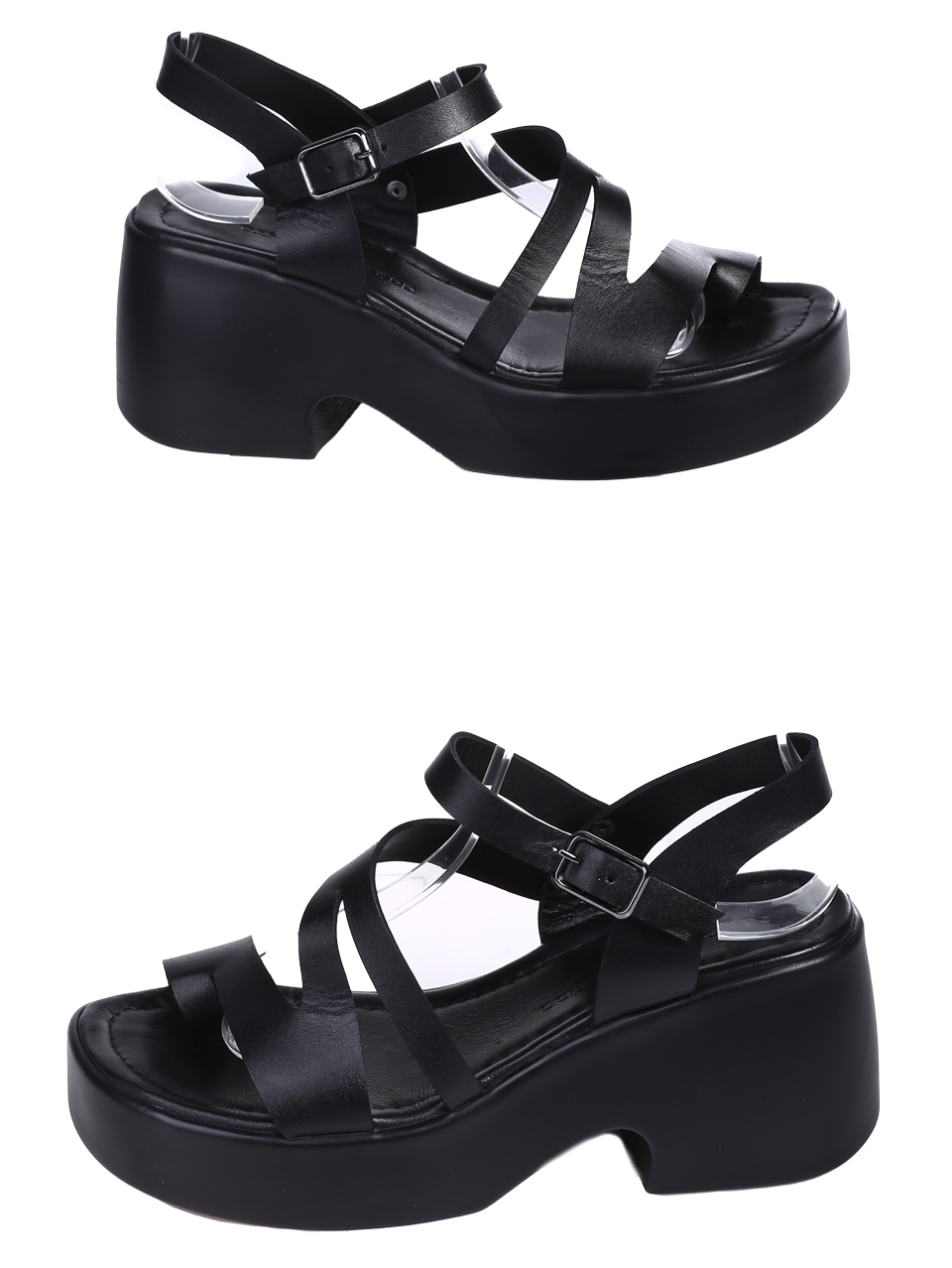 Ежедневни дамски сандали от естествена кожа в черно 4AT-26232 black