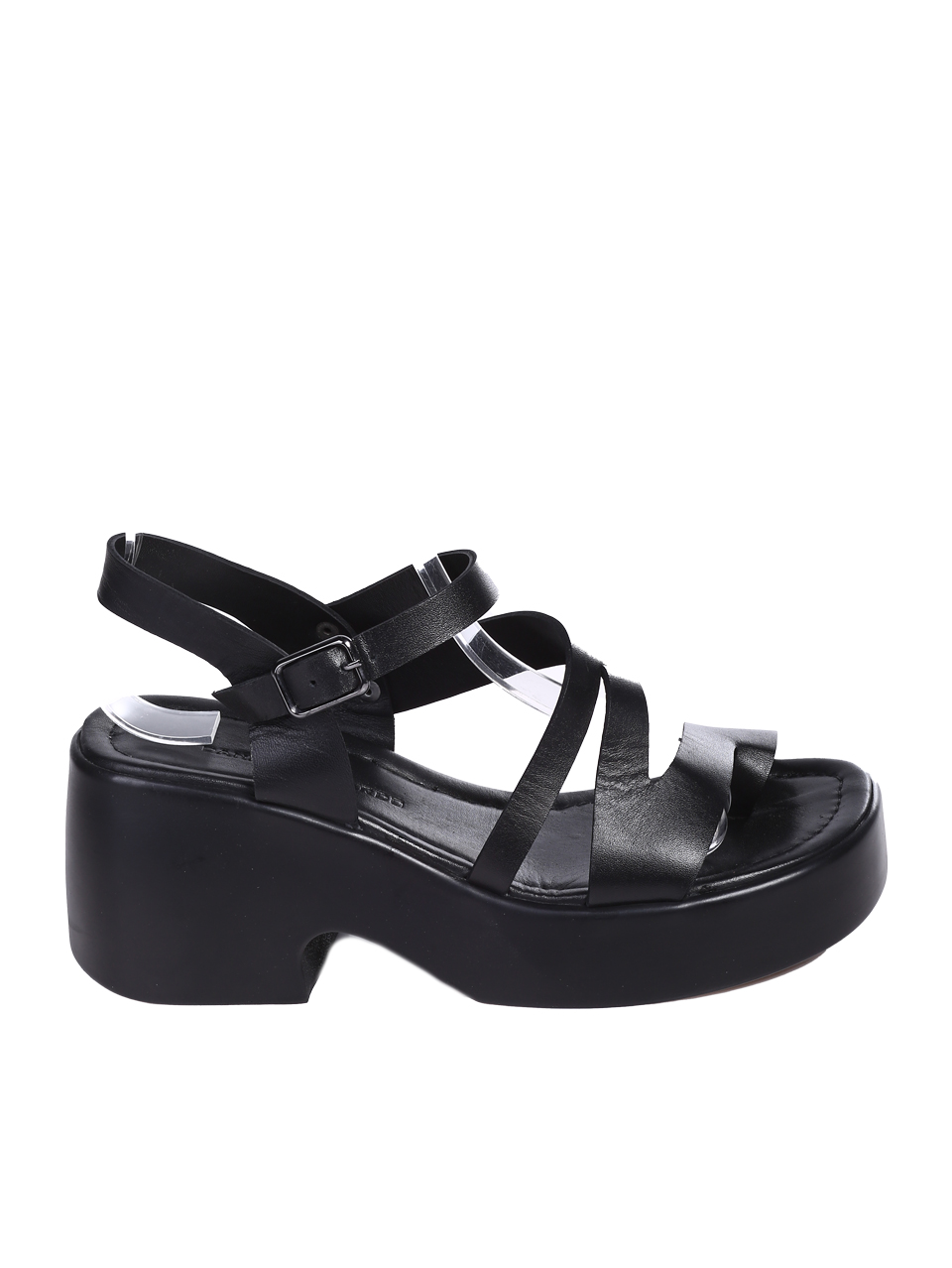 Ежедневни дамски сандали от естествена кожа в черно 4AT-26232 black